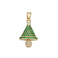 Green holiday tree charm with clear accents and attached bail on a transparent background — AA-00888