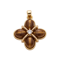 Brown four-petal clover charm with clear Everlasting Crystal center and attached bail — AF-01167