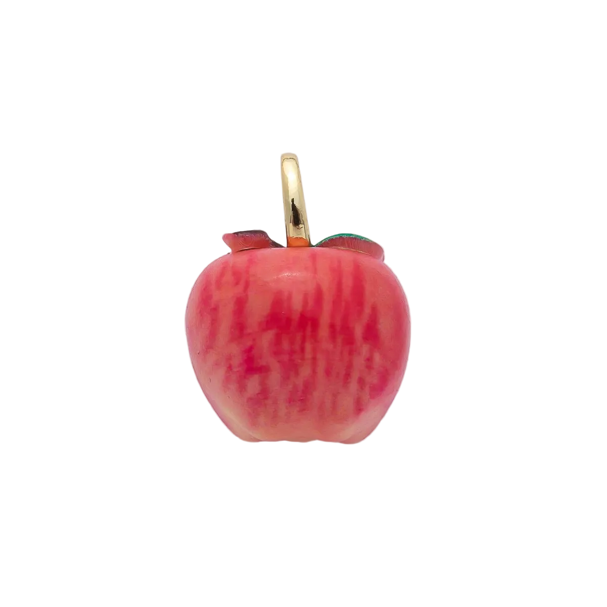 Red apple charm with attached gold-tone bail — AF-01440-Red