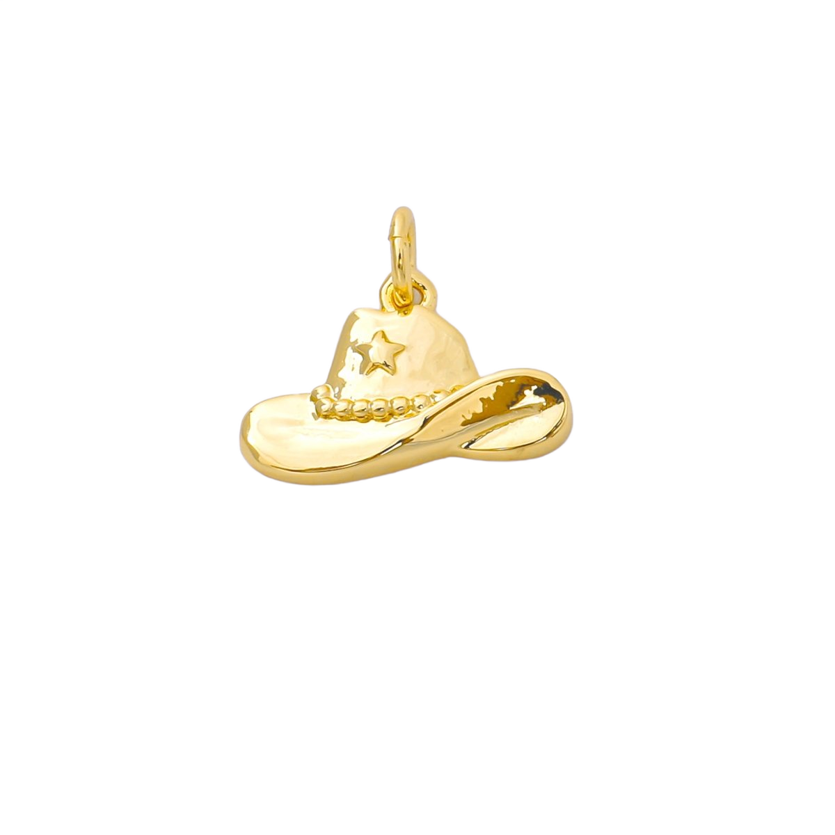 A Wish in a Cowboy Hat — AF-01519-Gold — one charm with attached ring or bail, transparent background