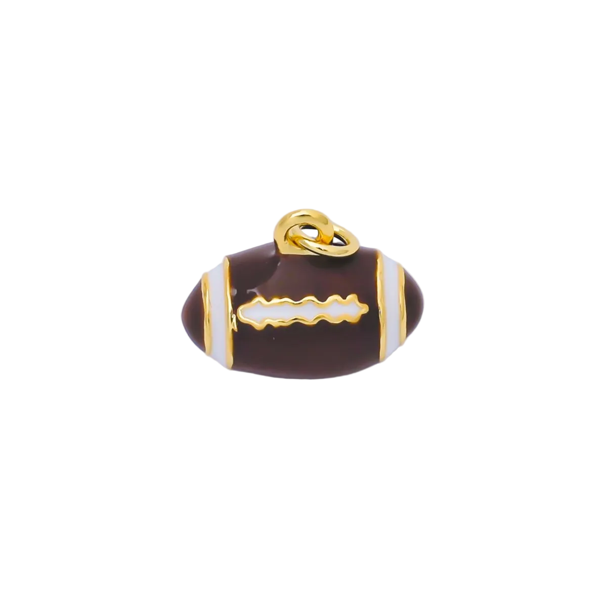 Brown football charm with attached jump ring — AF-01584
