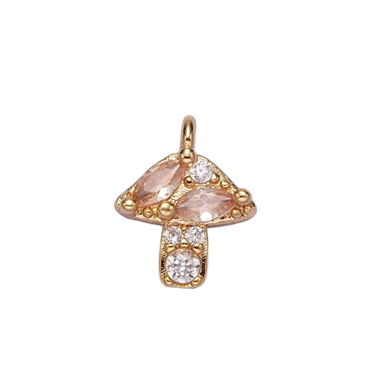 The Mushroom in Peach Light — AG-00499 — one charm with attached ring or bail, transparent background
