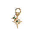 A Wish in Emerald Light — AG-00646 — gold-tone decorative wishes with green Everlasting Crystal centers and attached jump ring, transparent background