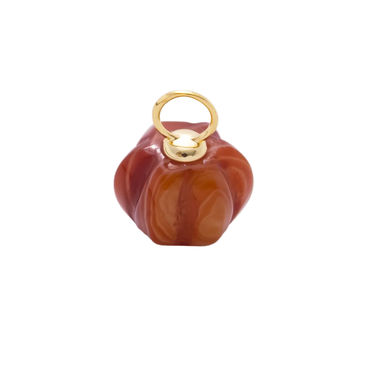 Orange pumpkin charm with attached gold-tone ring — AH-00838-Orange