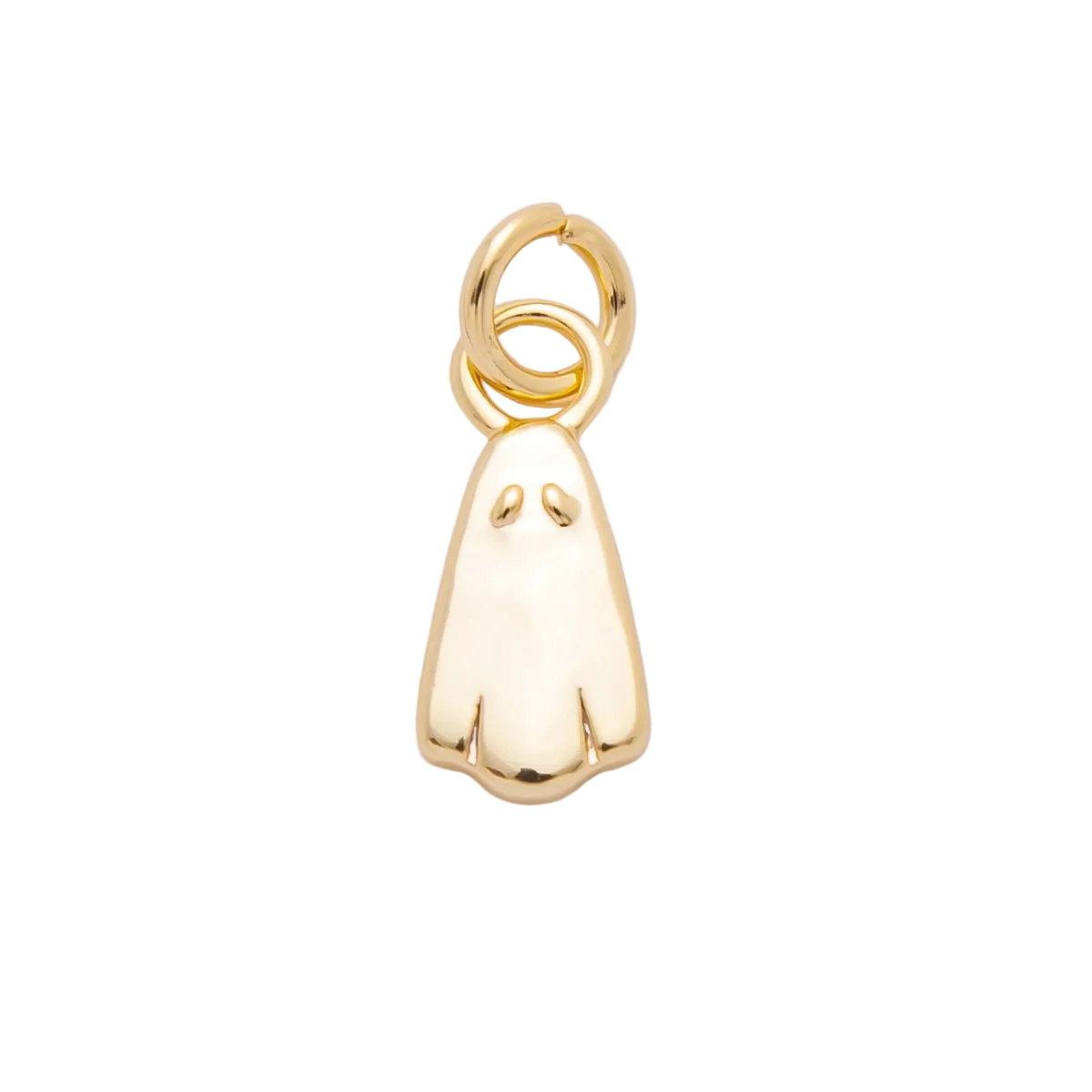 Friendly gold Halloween ghost charm with attached jump ring — AK-00124