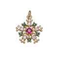Gold snowflake charm with colorful Everlasting Crystal and attached jump ring — C-00304