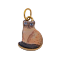 Brown seated cat charm with attached jump ring — CHARMS-00506