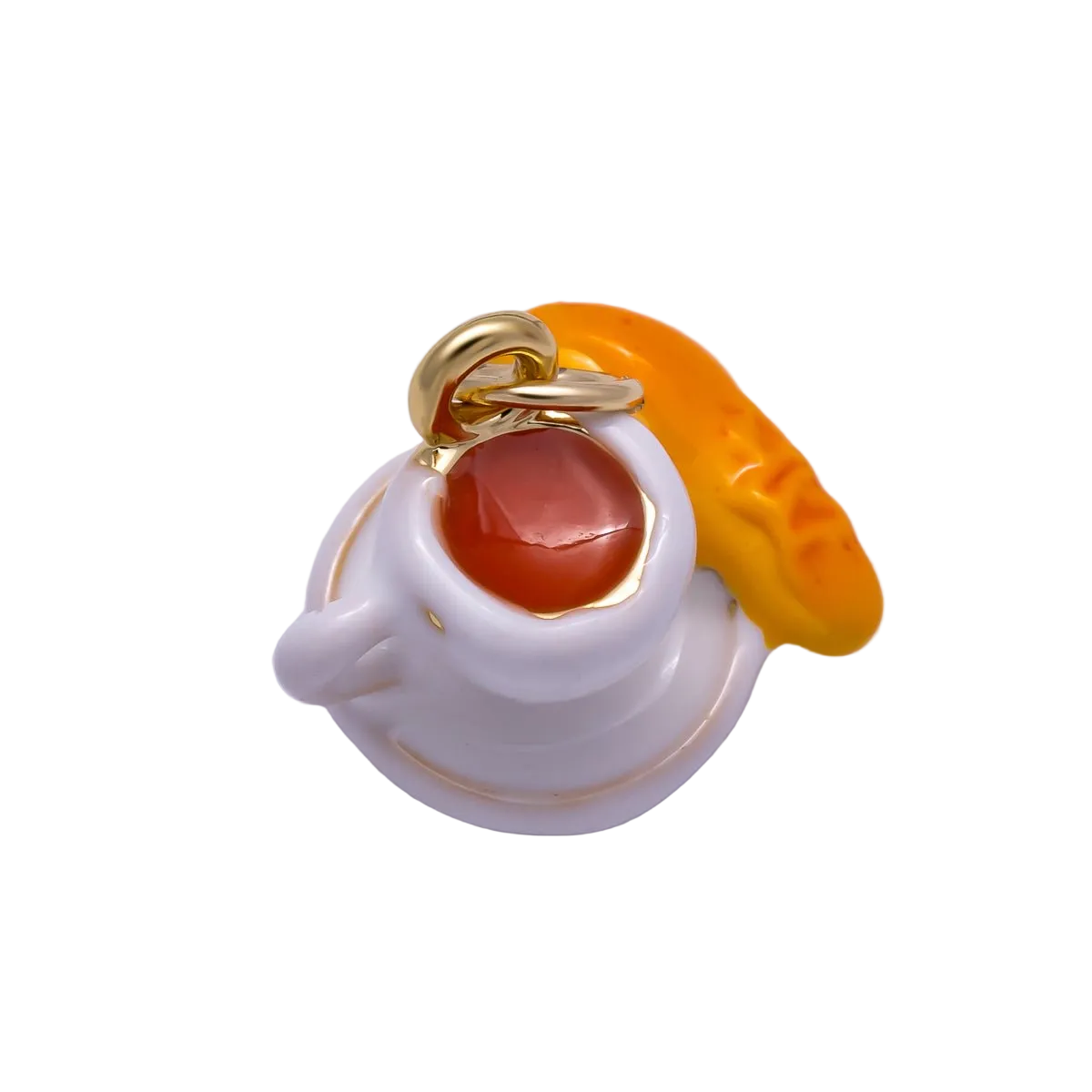 Breakfast cup and pastry charm with attached jump ring — CHARMS-00570