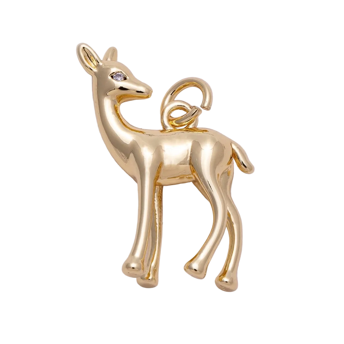 Gold fawn charm with attached jump ring — CHARMS-00606