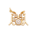 Miniature drum kit charm with clear Everlasting Crystal accents and attached jump ring on a transparent background — CHARMS-00862