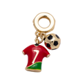 One MCB charm assembly with red and green number seven jersey, football and large attached bracelet ring on a transparent background — CHARMS-00959