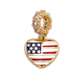 Heart charm with American flag design and large attached decorated bracelet ring on a transparent background — CHARMS-00961