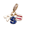 One MCB charm assembly with USA letters, red and blue details, decorative wishes and attached bracelet ring on a transparent background — CHARMS-00962