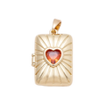 Closed gold locket with red Everlasting Crystal heart and attached bail — CHARMS-01035