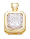 Gold edged-square Everlasting Crystal bezel charm with attached bail — CHARMS-01081