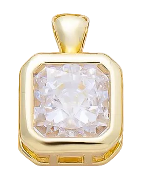 Gold edged-square Everlasting Crystal bezel charm with attached bail — CHARMS-01081