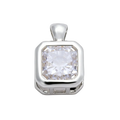 Silver edged-square Everlasting Crystal bezel charm with attached bail — CHARMS-01082