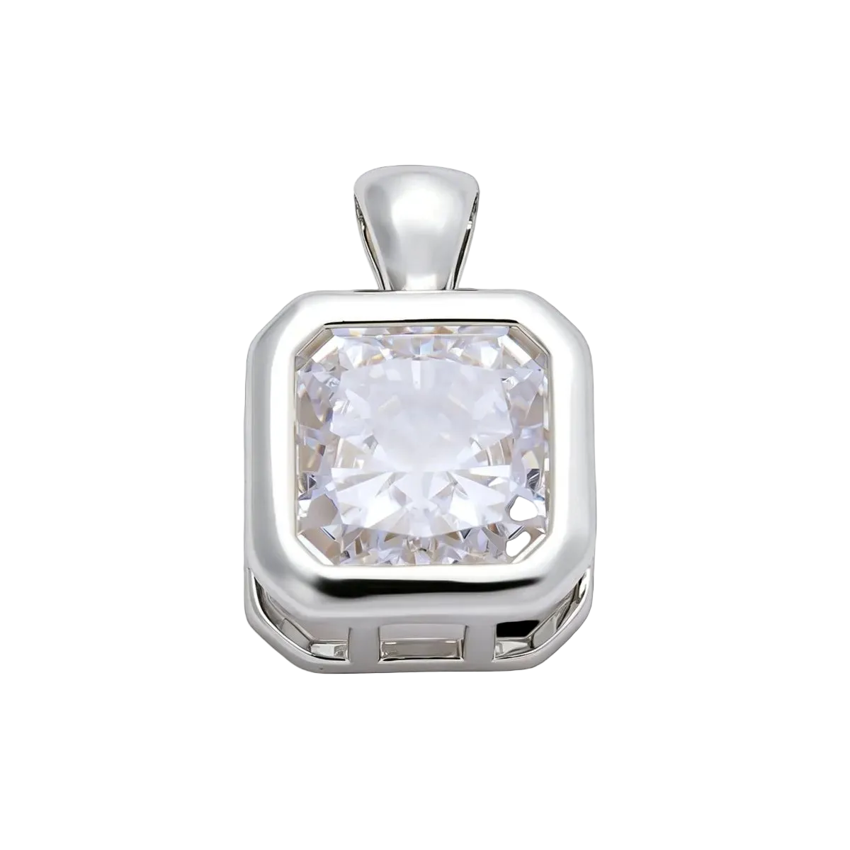 Silver edged-square Everlasting Crystal bezel charm with attached bail — CHARMS-01082