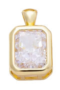 Gold edged-baguette Everlasting Crystal bezel charm with attached bail — CHARMS-01083