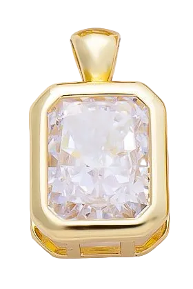 Gold edged-baguette Everlasting Crystal bezel charm with attached bail — CHARMS-01083
