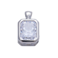 Silver edged-baguette Everlasting Crystal bezel charm with attached bail — CHARMS-01084