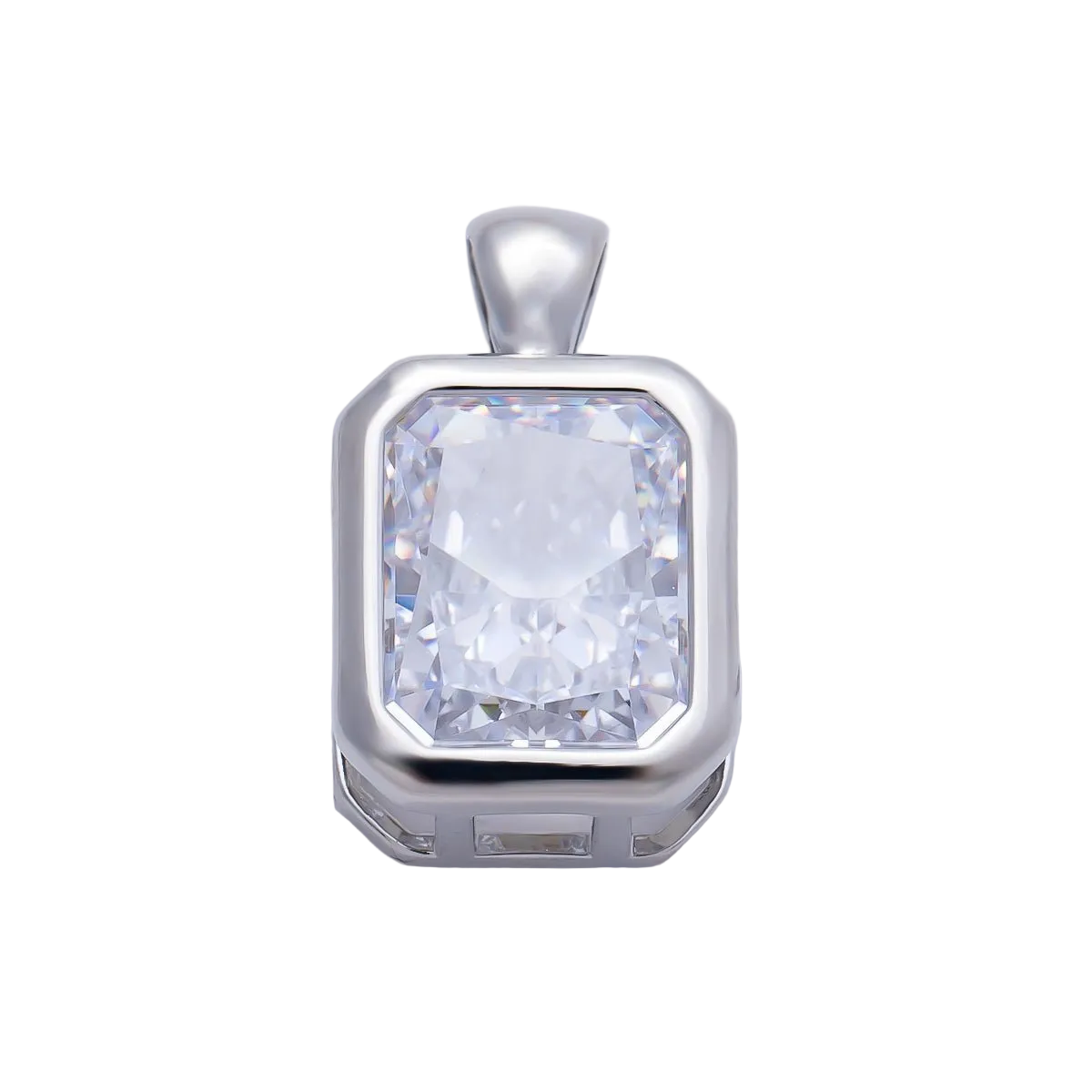 Silver edged-baguette Everlasting Crystal bezel charm with attached bail — CHARMS-01084
