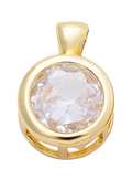 Gold round Everlasting Crystal bezel charm with attached bail — CHARMS-01085