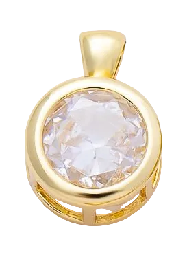Gold round Everlasting Crystal bezel charm with attached bail — CHARMS-01085