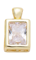 Gold baguette Everlasting Crystal bezel charm with attached bail — CHARMS-01087