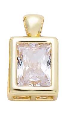Gold baguette Everlasting Crystal bezel charm with attached bail — CHARMS-01087