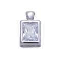 Silver baguette Everlasting Crystal bezel charm with attached bail — CHARMS-01088