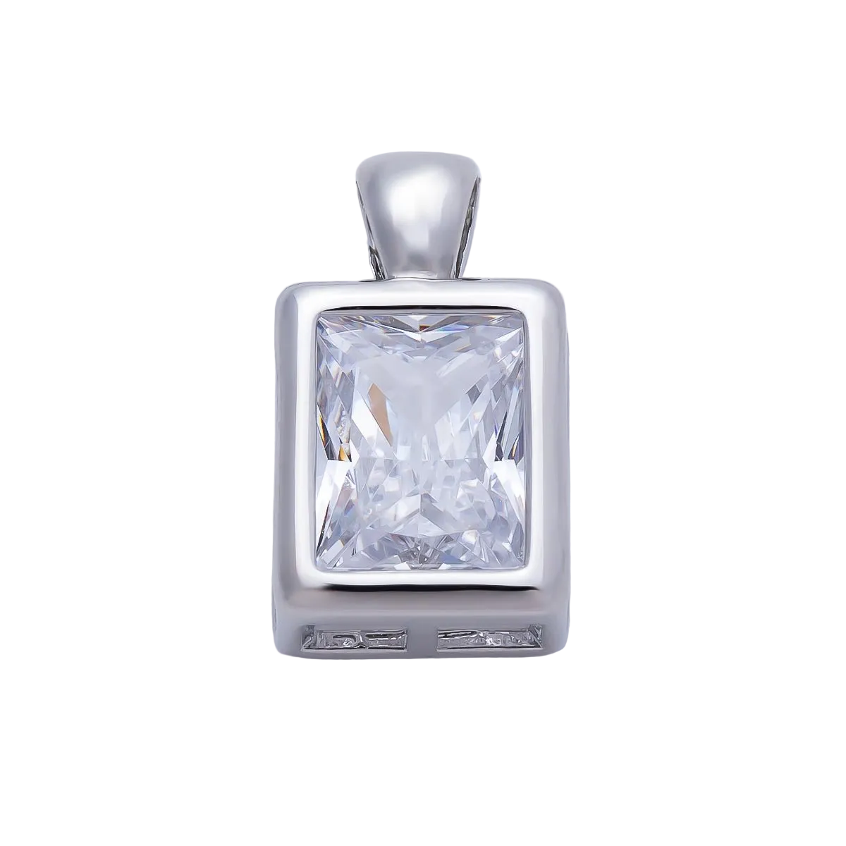 Silver baguette Everlasting Crystal bezel charm with attached bail — CHARMS-01088