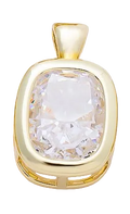 Gold oval Everlasting Crystal bezel charm with attached bail — CHARMS-01089