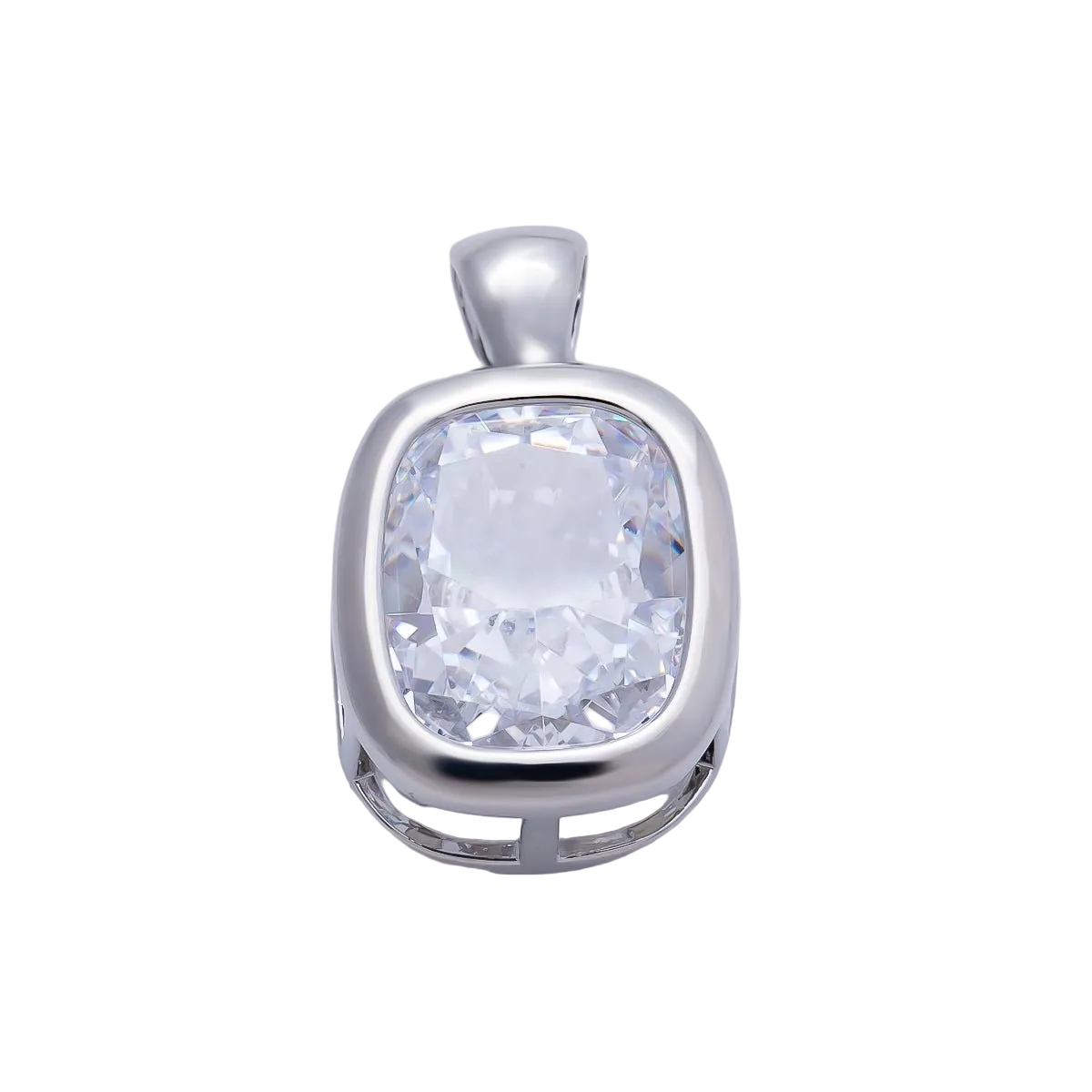 Silver oval Everlasting Crystal bezel charm with attached bail — CHARMS-01090