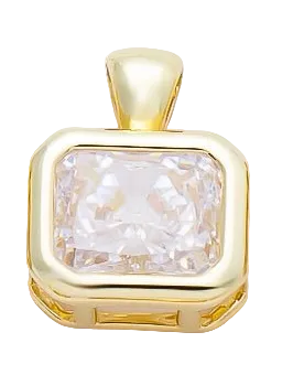 Gold rectangle Everlasting Crystal bezel charm with attached bail — CHARMS-01091