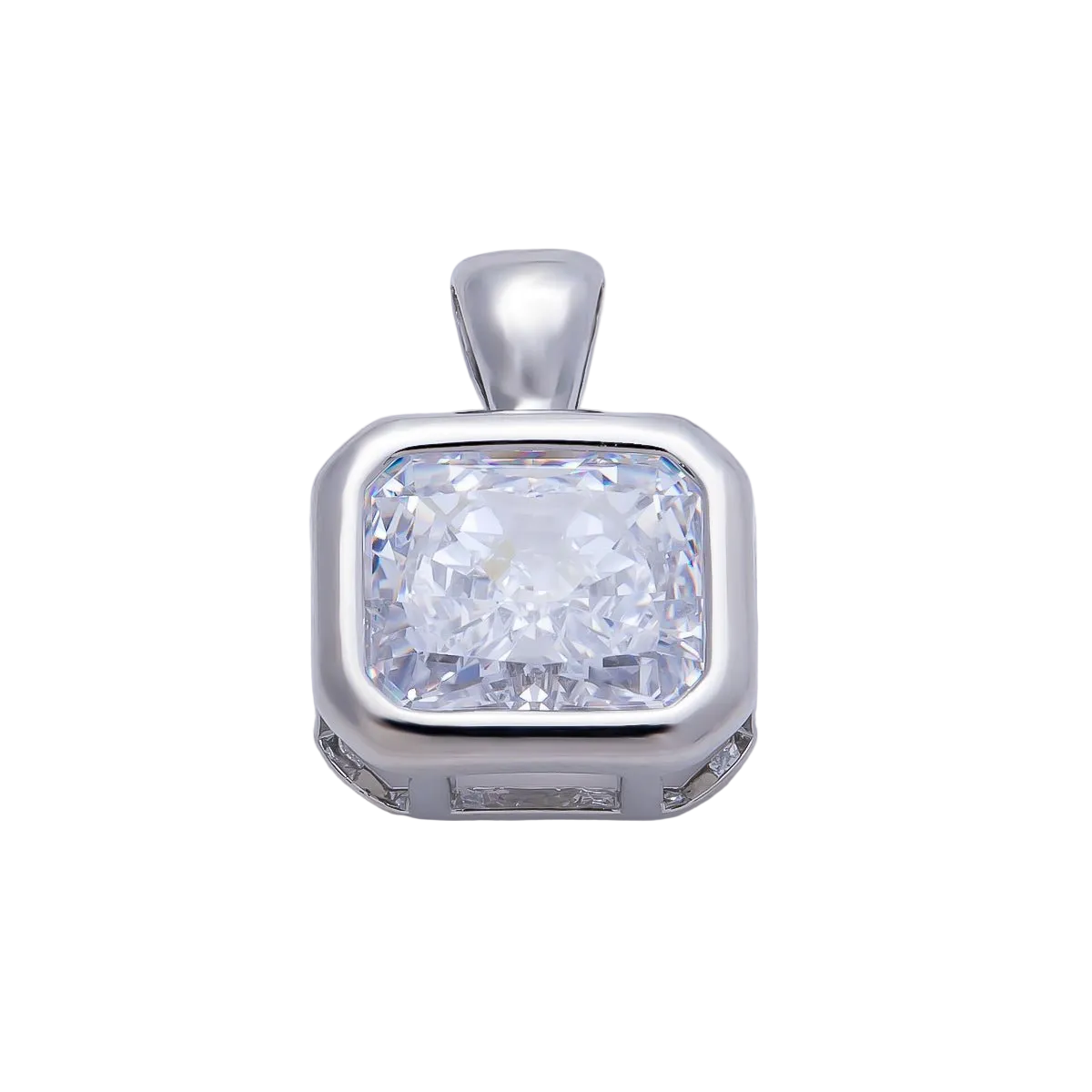 Silver rectangle Everlasting Crystal bezel charm with attached bail — CHARMS-01092