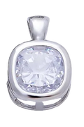 Silver rounded-square Everlasting Crystal bezel charm with attached bail — CHARMS-01093