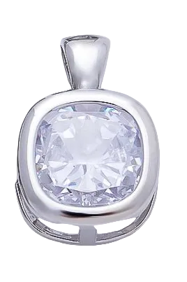 Silver rounded-square Everlasting Crystal bezel charm with attached bail — CHARMS-01093
