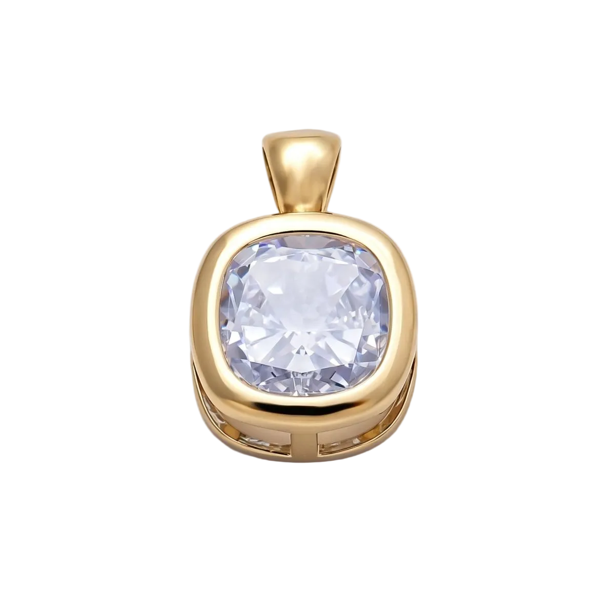 Gold rounded-square Everlasting Crystal bezel charm with attached bail — CHARMS-01094