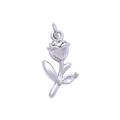 Silver rose charm with Everlasting Crystal leaf and attached jump ring — CHARMS-01518