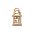 Gold-finish padlock charm with Everlasting Crystal accents and attached jump ring on a transparent background — D-00050-GOLD