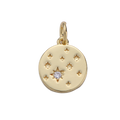 The Wishes I Brought Home — D-00394 — golden disc with decorative wishes, clear Everlasting Crystal and attached jump ring, transparent background
