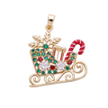 Decorative holiday sleigh charm with candy cane, snowflake and attached bail on a transparent background — H-00030