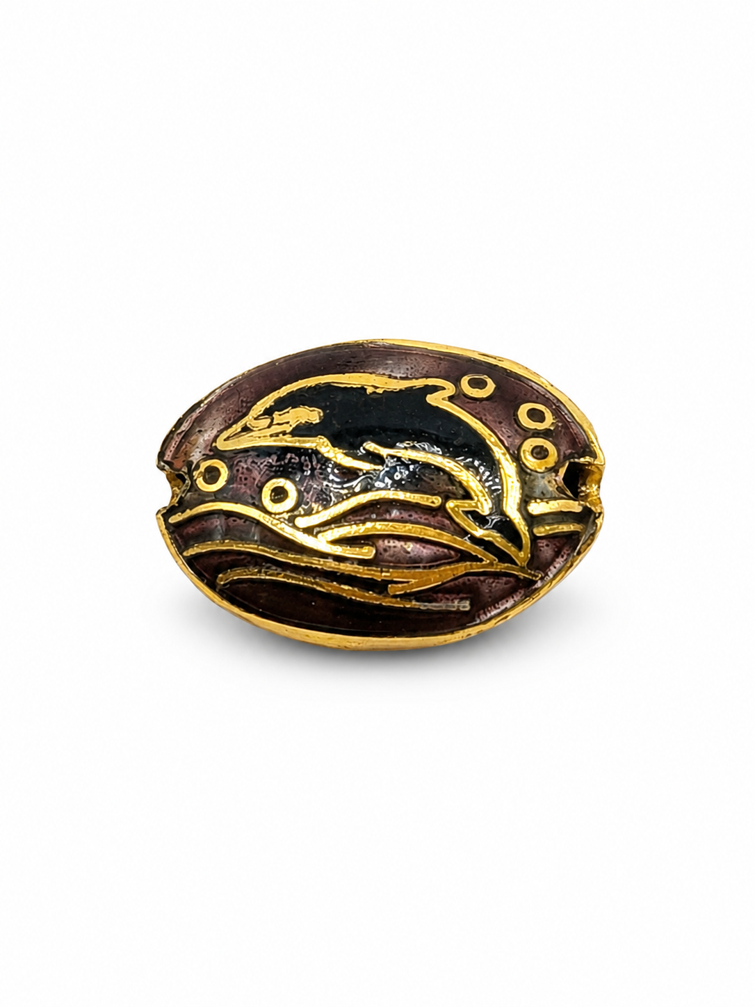 Ornate Spacer Dolphin, Enamel, Thread Only