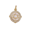 Pale woodland medallion with antlers, a decorative wish, and attached jump ring — N-01167