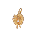 Gold leaf charm with Everlasting Crystal and attached jump ring — W-00794-Gold