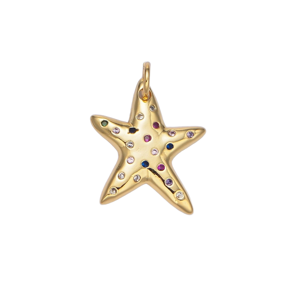 A Wish in Every Color — X-00608 — one golden wish charm with multicolor accents and attached jump ring, transparent background